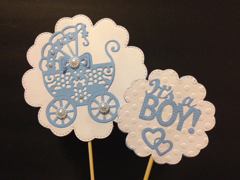 Baby Boy Shower Cake Topper /baby Carriage Cake Topper /baby Etsy