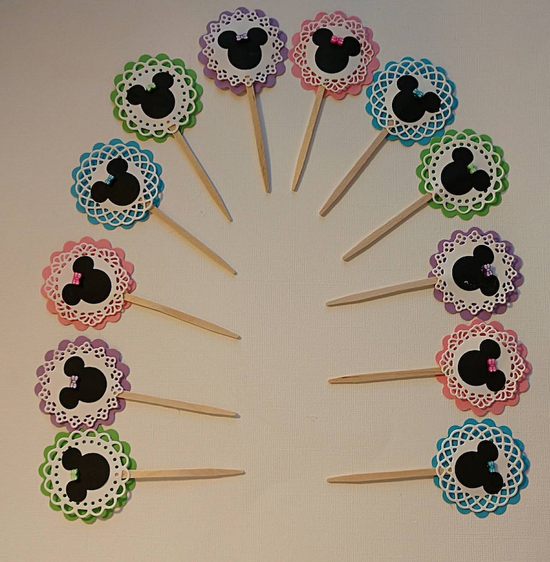 toddler birthday party. Mickey and Minnie mouse Minnie mouse cupcake picks mouse cocktail picks