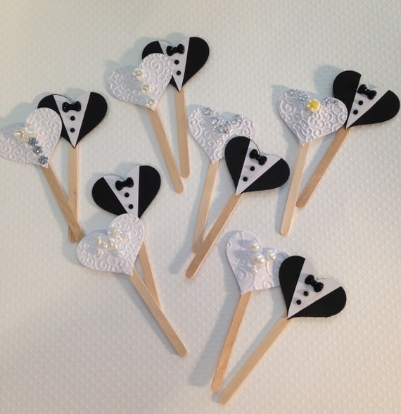 Bride and Groom Cupcake Toppers Wedding Cupcake Toppers - Etsy