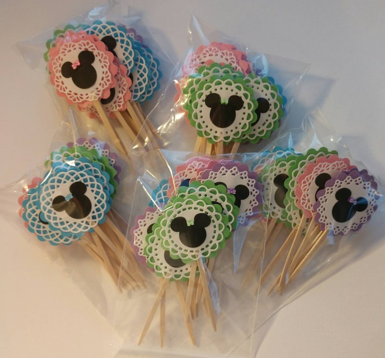 toddler birthday party. Mickey and Minnie mouse Minnie mouse cupcake picks mouse cocktail picks