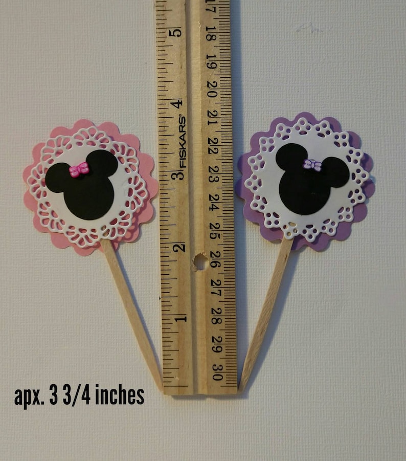 toddler birthday party. Mickey and Minnie mouse Minnie mouse cupcake picks mouse cocktail picks