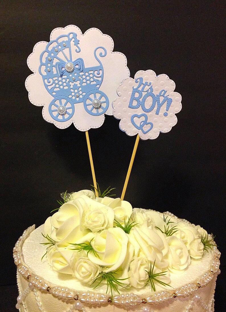 Baby Boy Shower Cake Topper /baby Carriage Cake Topper /baby Etsy