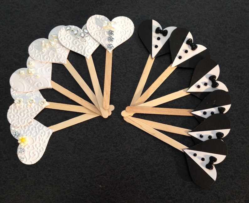 Bride and Groom Cupcake Toppers Wedding Cupcake Toppers Etsy