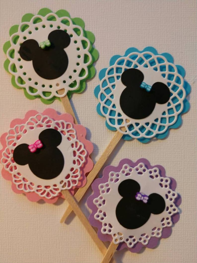 toddler birthday party. Mickey and Minnie mouse Minnie mouse cupcake picks mouse cocktail picks
