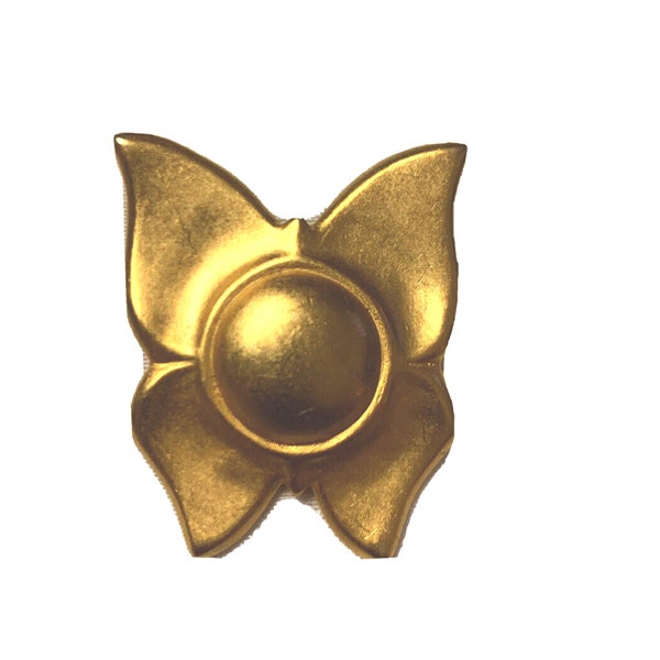 Vintage Liz Claiborne Brooch Butterfly Gold Tone Matte Retro Mod Signed Pin