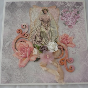 Hochzeitskarte shabby chic, Hochzeitskarte Frau Frau, nostalgische Hochzeitskarte, Hochzeitskarte vintage, Klappkarte, 3D