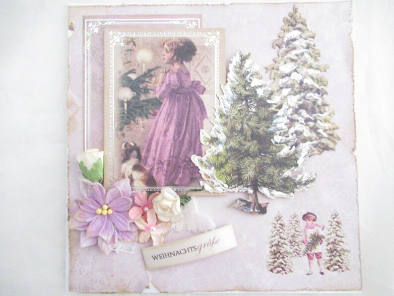 Christmas card vintage, Christmas card handmade, Christmas card 3D, Greeting card Christmas vintage, Christmas greeting card handmade image 1