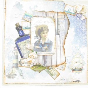 Geburtstagskarte Mann maritim, shabby chic, Flachmann, Leuchtturm, Fisch, Karte handgemacht für Opa, Bruder, Freund, Kollege, Ehemann