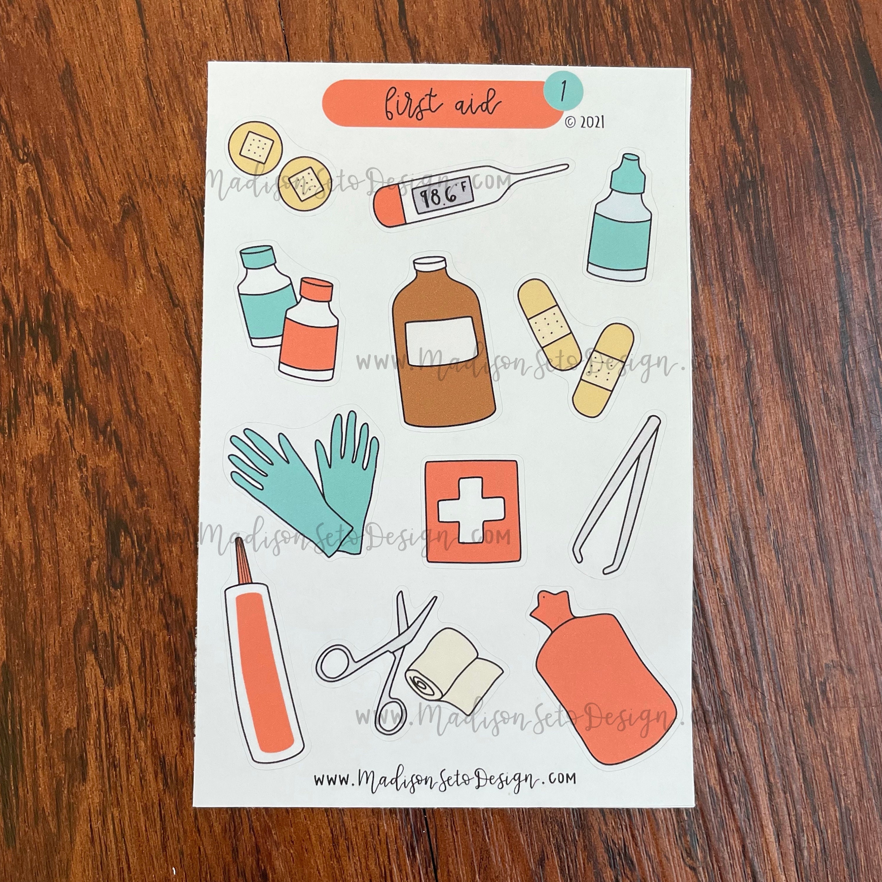 First Aid Draw Sticker First Aid - Paper Sticker Sheet - Etsy