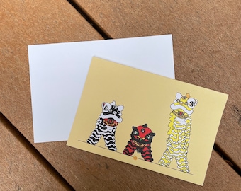 Lion Dance Lunar New Year - Greeting Card