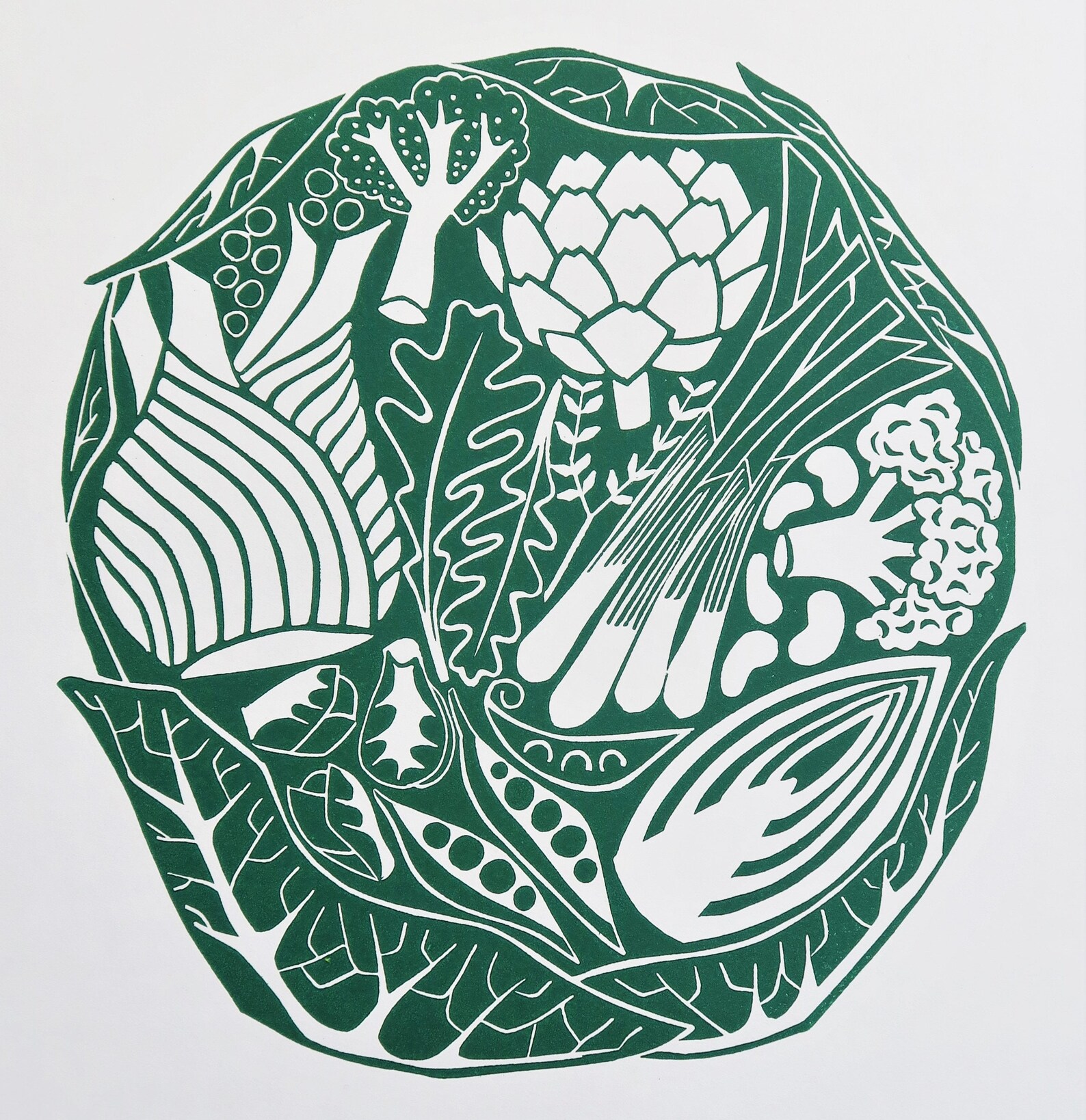 Eat Your Greens vegetable Linocut Print vegetable Wall Art Etsy