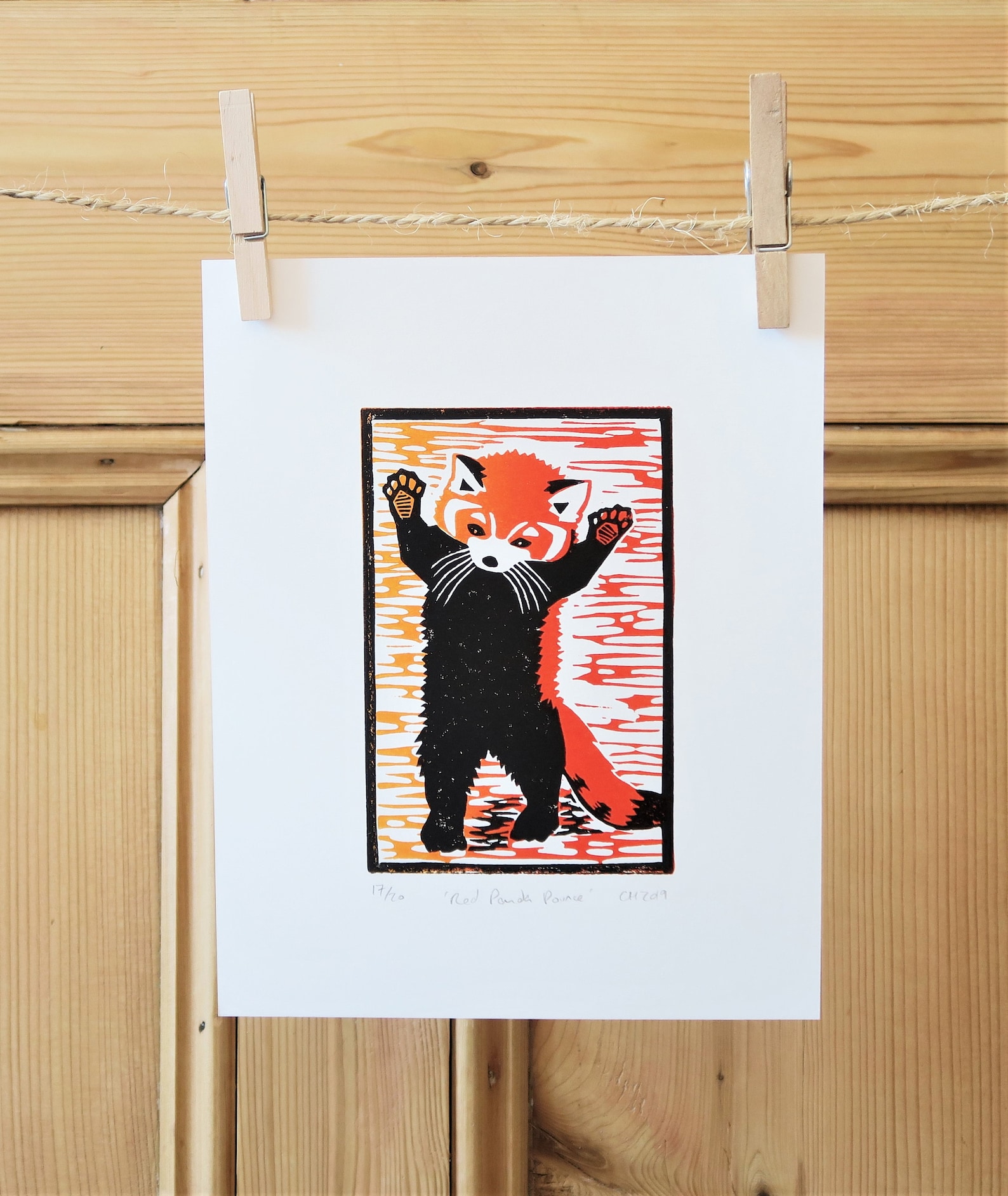 Red Panda Linocut Print cute Animal Print Nature Art Nature Etsy