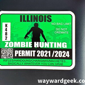 Gear Tatz Zombie Hunting Permit Bumper Sticker - 3x4 Inches, Vinyl, Made In USA - View #9