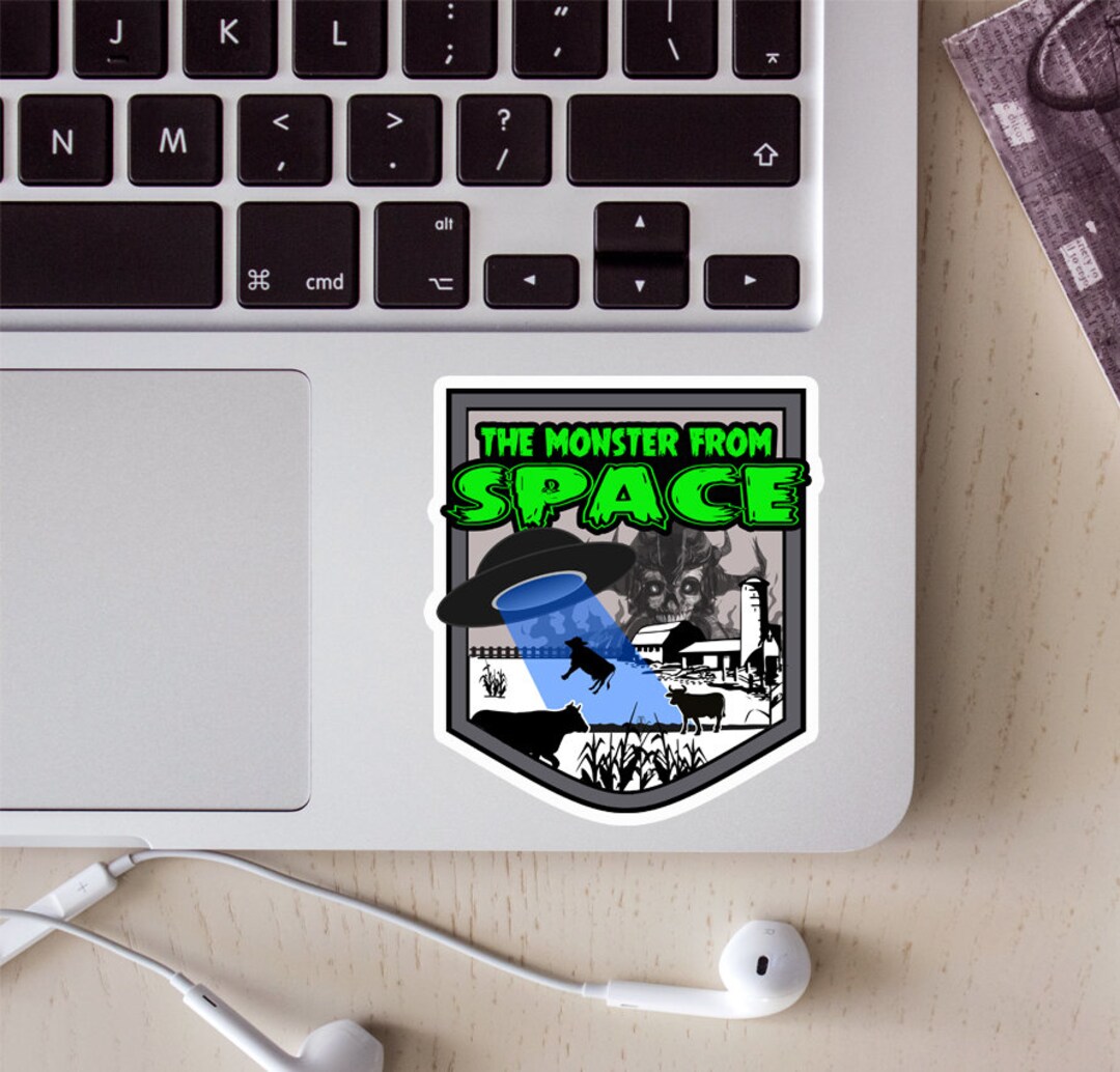 Monster Computer Sticker The Monster From Space Vinyl Sticker, Monster Sticker, Retro Sticker ...