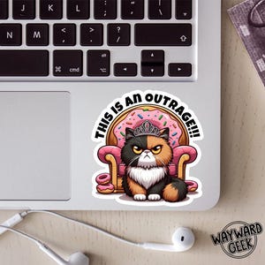 This Is An Outrage Vinyl Sticker, Decal, Laptop Sticker, Princess Donut, Dungeon Crawler Carl Inspired, Cat Sticker, Funny Stickers, Humor