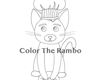 Space Cat Coloring Page With 24 Colored Pencils Astronaut Cat | Etsy