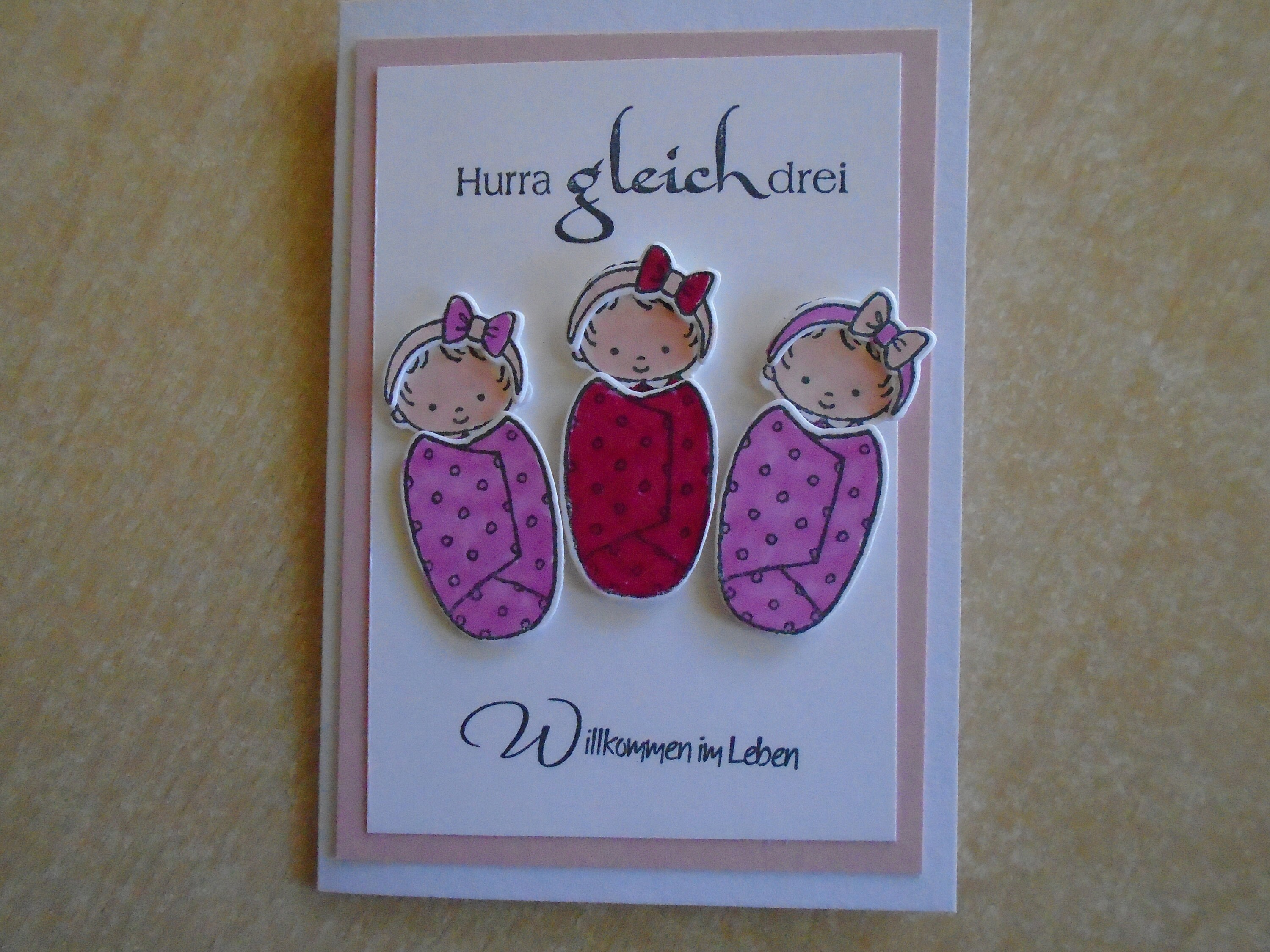 Glückwunschkarte zur Geburt DrillingeMädchenDrillingskarte Etsy.de