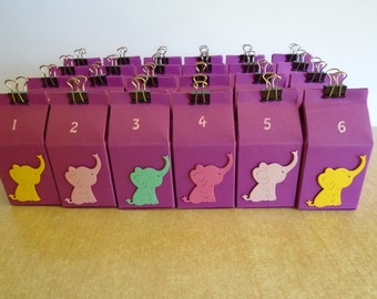 Adventskalender SONDERANGEBOT Weihnachtskalender mit  Elefant kleine Milchboxen Junge o. Mädchen nach Wahl KalenderSschachtel  zum Befüllen