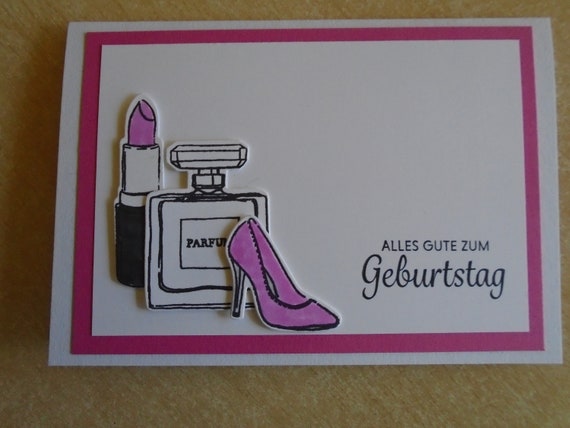 AFIE Geburtstagskarte Mit Blumenkranz & Lippenstift – Inkl. Umschlag, 12x17,5 Cm, 300g Papier, Made In France