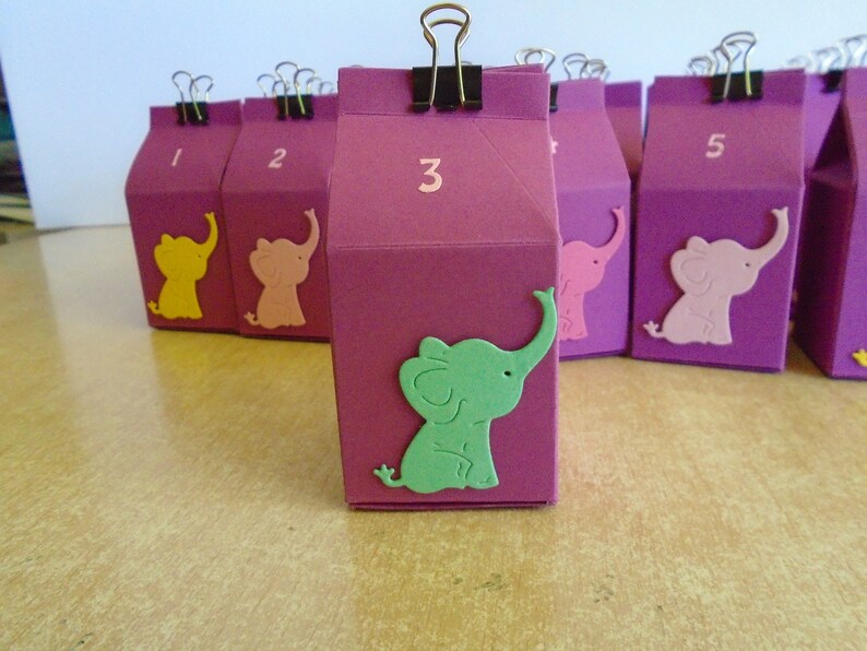 Adventskalender SONDERANGEBOT Weihnachtskalender mit Elefant kleine Milchboxen Junge o. Mädchen nach Wahl KalenderSschachtel zum Befüllen Bild 5