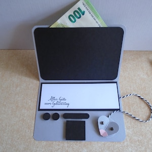 Gutschein für Laptop Geburtstag  Kleine Laptopkarte  Gutscheinkarte Geburtstagsgeschenk Mann Frau Geschenkidee Glückwunschkarte Geldgeschenk