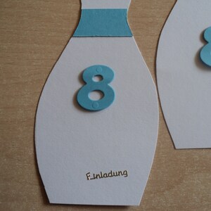 4St . Einladungskarten zum kegeln Kindergeburtstag Mädchen Junge Farbe nach Wahl Bild 3