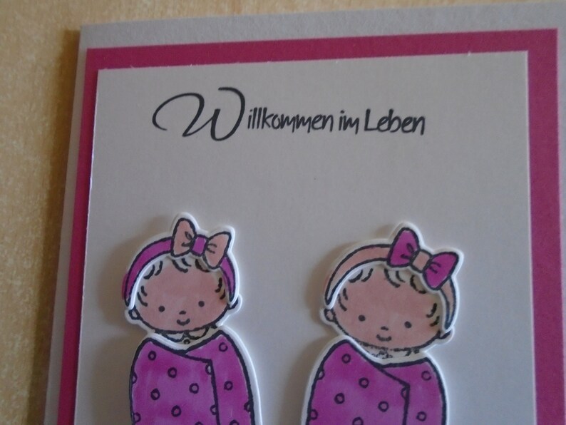 Glückwunschkarte zur Geburt ZwillingeMädchenZwillingskarte Etsy