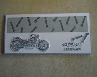 Gutschein Motorrad Mann  Geburtstagsverpackung  Geldgeschenk  Konzertverpackung  Geburtstag  Verpackung Ticket  verpackung Geschenkidee