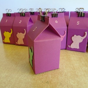 Adventskalender SONDERANGEBOT Weihnachtskalender mit Elefant kleine Milchboxen Junge o. Mädchen nach Wahl KalenderSschachtel zum Befüllen Bild 7