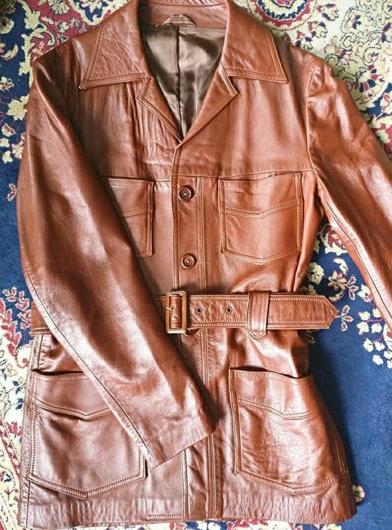 Groovy MENS vintage 70s dagger collar leather jack