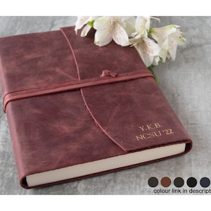 Amalfi Handmade Italian Vegetable Tan Leather Wrap Journal A5 Burgundy (21cm x 15cm x 2cm) Can be Personalised!