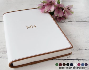 Cortona Handmade Italian Leather Bound Journal A5 White (21cm x 15cm x 2cm) Can be Personalised!