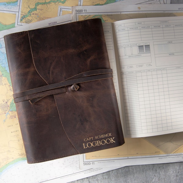Enya Handmade Full-Grain Buff Leather Refilling Journal A4 Yacht Log Book Rustikal Tan (31cm x 23cm x 2cm) Kann personalisiert werden!