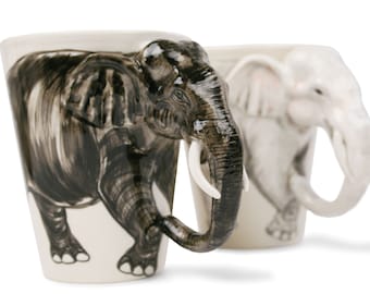 Blue Witch Elephant Handmade Coffee Mug 8oz Grey (10cm x 8cm) An Original Gift Idea! A Great Gift For Animal Lovers!