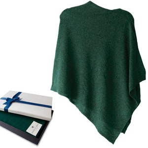 Firenze Cashmere Blend Poncho One size Dark Green ... A luxury gift for ladies of all ages. zdjęcie 2