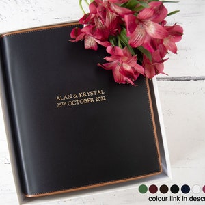 Cortona Photo Album Handmade Italian Top-Grain Leather Black, Medium Includes Gift Box (26cm x 22cm x 6cm) Can be Personalised!