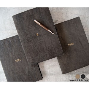 Bark A4 Refillable Journal Handmade Vegan Leather Ash, Personalised Vegan Leather Journal (31cm x 23cm x 2cm) Can be Personalised!