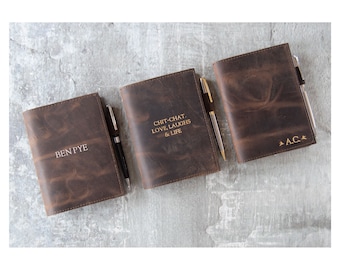 Journal Enya A6 rechargeable fait main en cuir pleine fleur chamois brun clair, journal de poche (16 cm x 11 cm x 2 cm) peut être personnalisé !