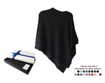 Firenze Cashmere Blend Poncho One size Black ... A luxury gift for ladies of all ages.