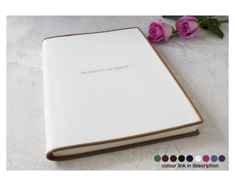 Cortona Handmade Italian Leather Bound Journal A4 White (30cm x 23cm x 2cm) Can be Personalised!