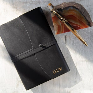 Capri Handmade Italian Leather Wrap Journal A5 Obsidian (21cm x 15cm x 2cm) Can be personalised!