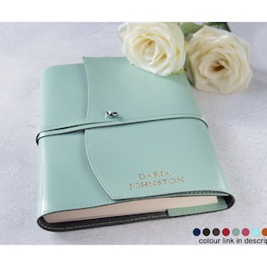 Tuscan A5 Refillable Journal Handmade Italian Recycled Leather, Turquoise (22cm x 16cm x 2cm) Can be Personalised!