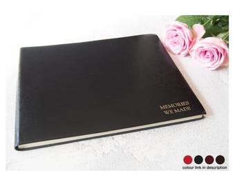 Toscaanse jazz-gastenboek Gepersonaliseerde handgemaakt Italiaans gerecycled leer bruiloft inlogboek zwart (22 x 28 cm) Gratis initialengravure!