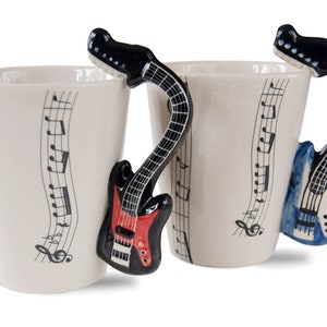 Life Arts Electric Guitar Handmade Hand-Painted Coffee Mug 8oz 10cm x 8cm A Perfect Gift for A Music Lover image 1