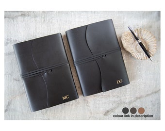 Indra Handmade Leather Wrap Refillable Journal A5 Black (21cm x 15cm x 2cm) Can be Personalised!