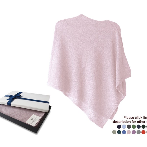 Firenze Kaschmir-Mischung Poncho Extra Large Salmon ... Ein Luxus-Geschenk für Damen jeden Alters.