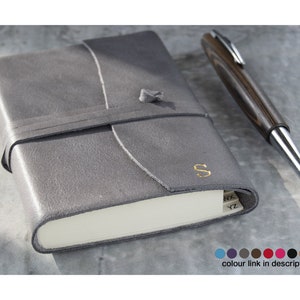 Capri Address Book Handmade Italian Leather Charcoal, Small (13cm x 9cm x 2cm) Can be Personalised!