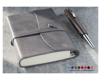 Capri Personalised Handmade Italian Leather Address Book Charcoal (13x9cm) Contacts Telephone Directory, Free Initials Engraving!