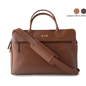 Maletín Wayfarer de piel hecho a mano, grande, color cobre (27 cm x 39 cm x 5 cm), personalizable