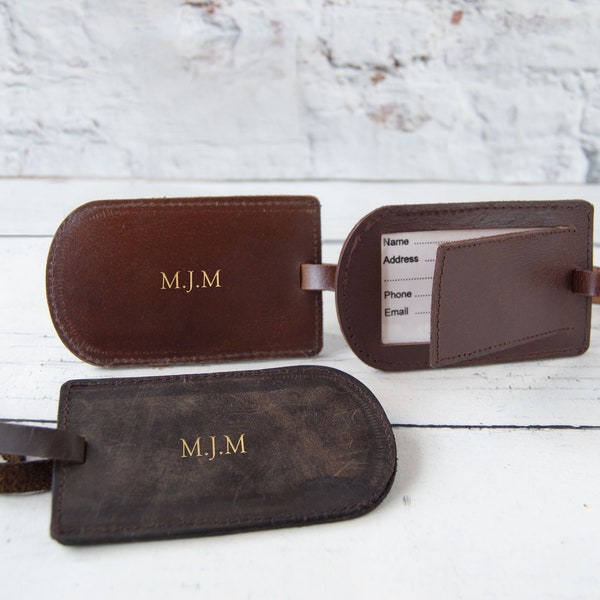 Matador Handmade Full-Grain Buff Leather Luggage Tag, Custom Leather Luggage tags, Travel Gift ( 10cm x 7cm ) Can be Personalised!